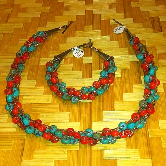 Turquoise & Coral Set - Picture 1 of 6